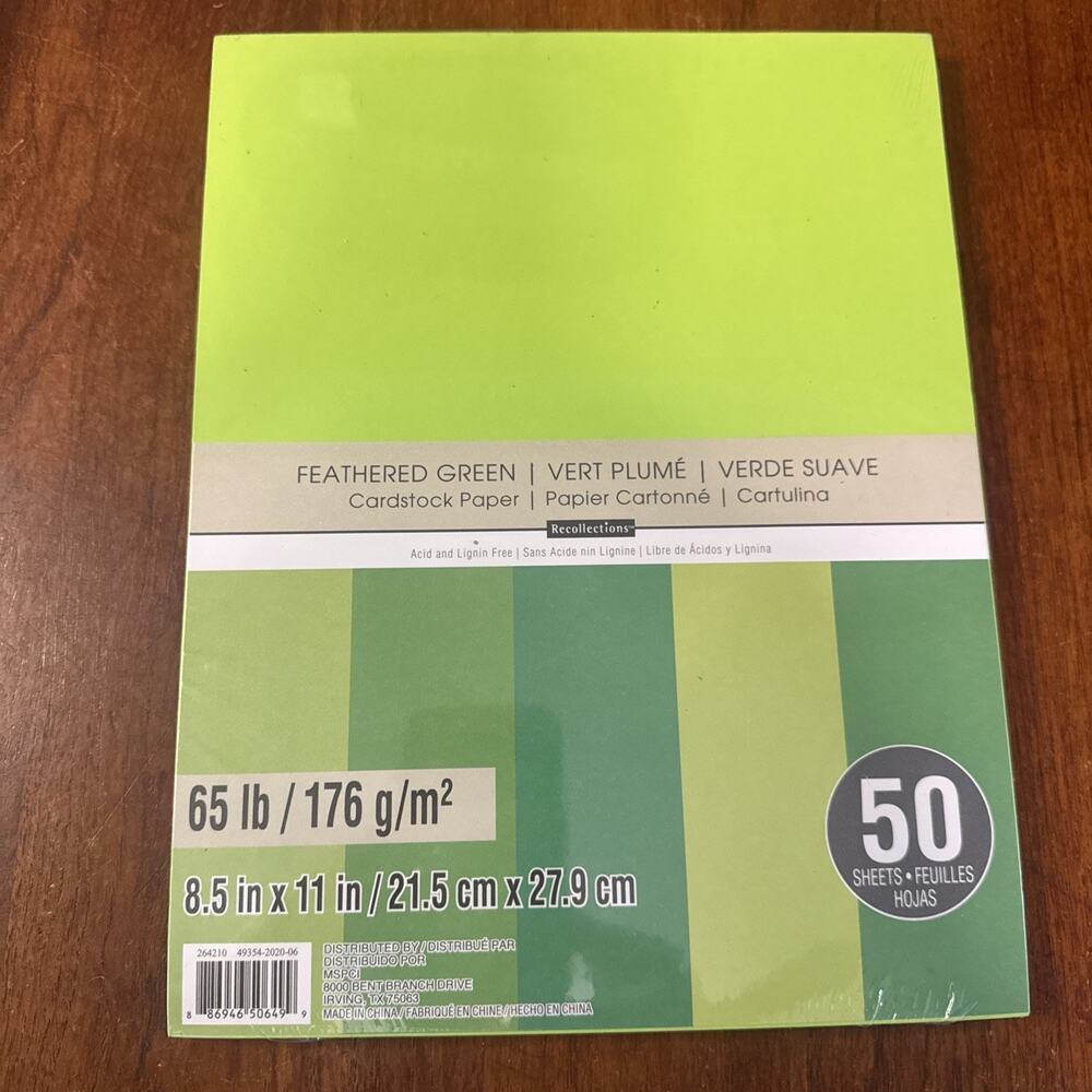 Recollections Green- Lime Green Cardstock Paper 8.5" x 11" 50 sheets
